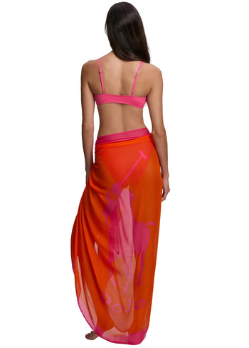 Ralph Lauren Pony Long Pareo Orange Donna - 3