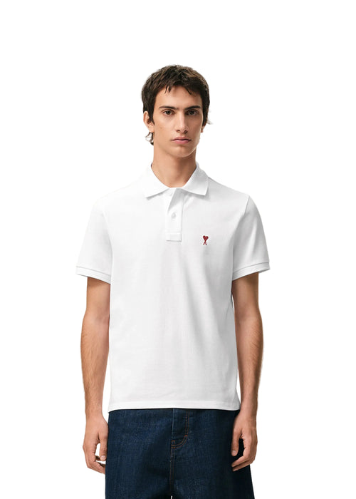 Ami Paris Polo With Red Ami De Coeur Uomo