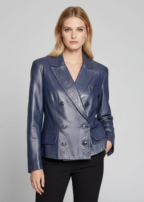 Giacca pelle stampa coccodrill