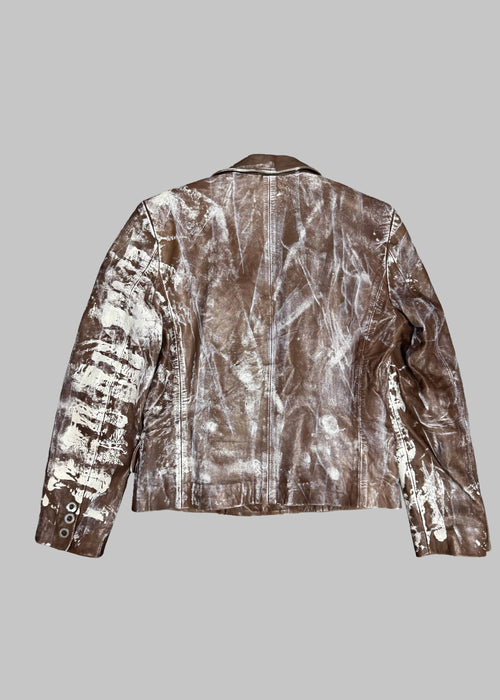 Giacca pelle marrone dipinta - 2