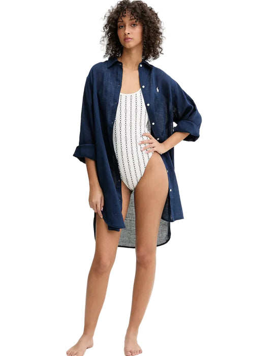 Ralph Lauren Boyfriend Shirt Navy Donna - 2